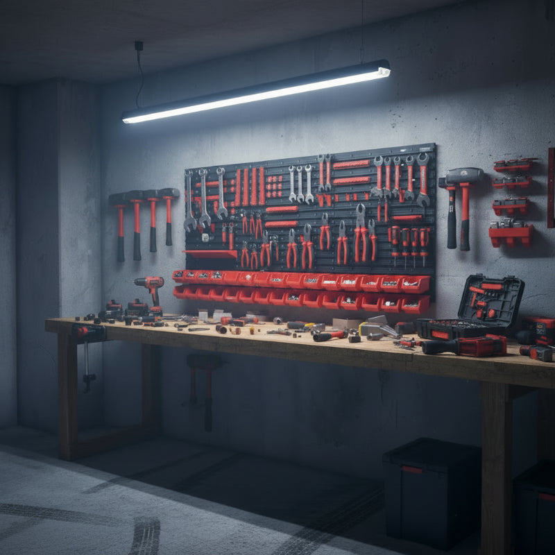 panneau de rangement mural pour outils de grande taille dans un garage