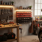 panneau de rangement mural pour outils de petite taille dans un garage