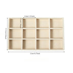 plateau pour bijoux en velours de couleur beige et 12 cases