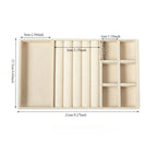 plateau pour bijoux en velours de couleur beige et 3 en 1