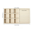plateau pour bijoux en velours de couleur beige et 9 cases + bandes