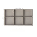 plateau pour bijoux en velours de couleur gris et 6 cases