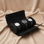 pochette noir pour montre en cuir x3