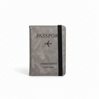 porte-passeport et organisateur de cartes RFID de couleur gris sur fond blanc