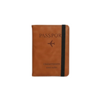 porte-passeport et organisateur de cartes RFID de couleur marron sur fond blanc