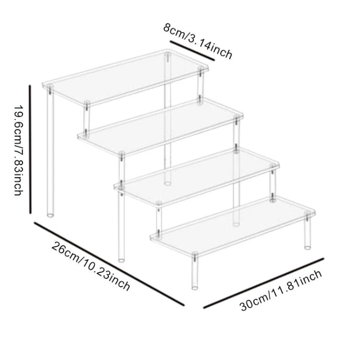 présentoir parfums de taille 30x8 cm avec 4 étages