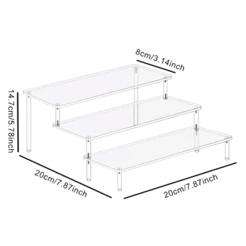 présentoir parfums de taille 20x8 cm avec 3 étages