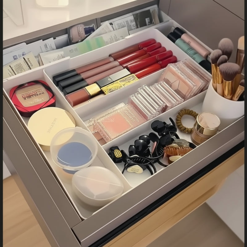 range pour couvert modulable utilisé pour ranger le maquillage