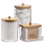 rangement pour coton de couleur bois clair x3