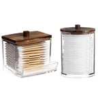 rangement pour coton de couleur bois foncé x2