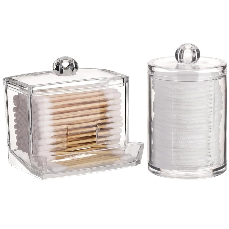 rangement pour coton de couleur transparente x2