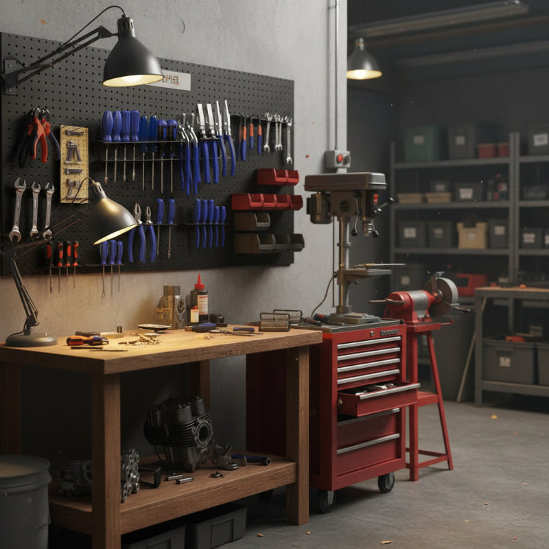 rangement tournevis placé dans un atelier 