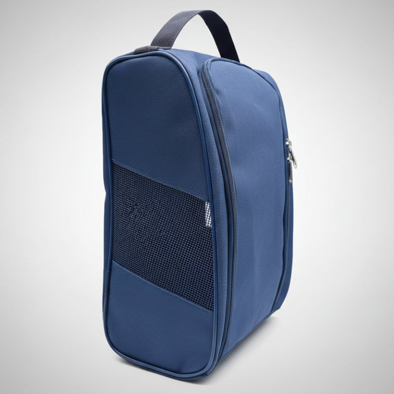 sac à chaussures de couleur bleu marine sur fond blanc