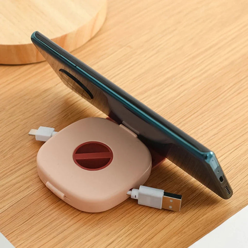 support téléphone et enrouleur de rangement pour câbles