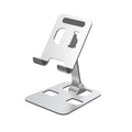 support pour téléphone vide de couleur argent sur fond blanc