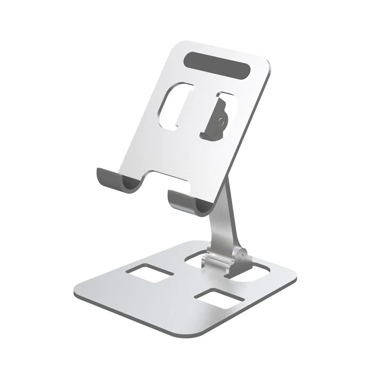 support pour téléphone vide de couleur argent sur fond blanc