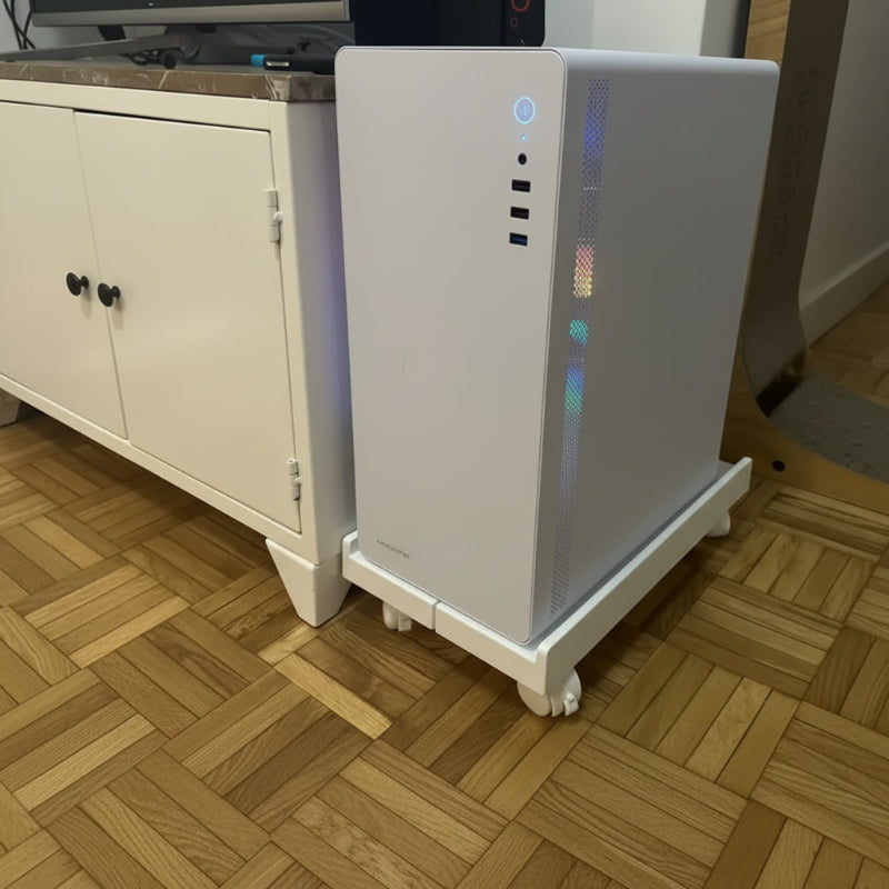 support unité centrale blanc utilisé pour une tour gamer