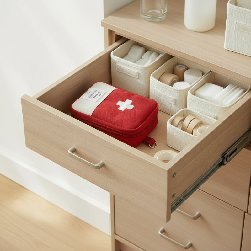 trousse de rangement pour médicaments de voyage dans un tiroir