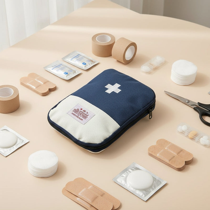trousse de rangement pour médicaments de voyage de couleur bleu